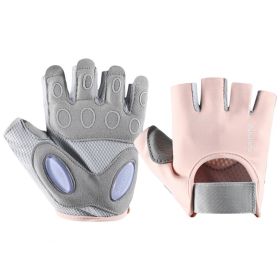 1 Pair Training Gloves Non-slip Fingerless Palm Protector Unisex Sweat-wicking Ridding Gloves for Outdoor Sports (Color: Pink, size: S)