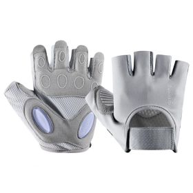 1 Pair Training Gloves Non-slip Fingerless Palm Protector Unisex Sweat-wicking Ridding Gloves for Outdoor Sports (Color: Grey, size: L)