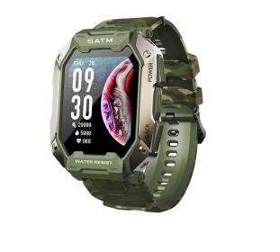 C20 three prevention sports intelligent wearable watch Outdoor waterproof monitoring heart rate and blood pressure multi-function (colour: Camouflage green)