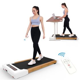 Walking Pad Treadmill Under Desk,Portable Mini Treadmill 265 lbs Capacity with Remote Control,Installation-Free Jogging Machine for Home/Office,Blueto (Color: Brown/White)