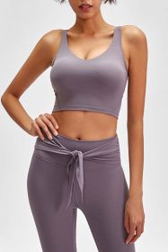 Scoop Back Sports Bra (Color: Lavender, size: 12)