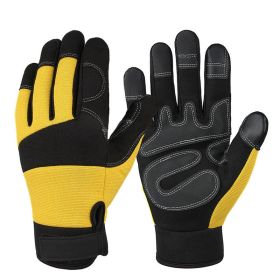 Climbing Tactical Full Finger Combat Riding Touch Screen Gloves Outdoor Roping Work Rocks Parkour Carabiners Rigging Grip (Gloves Size: M, Color: Yellow)